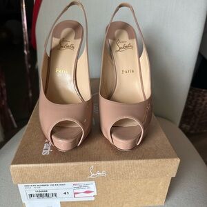 Christian Louboutin 120 Patent Calf Leather Peep Toe Slingback